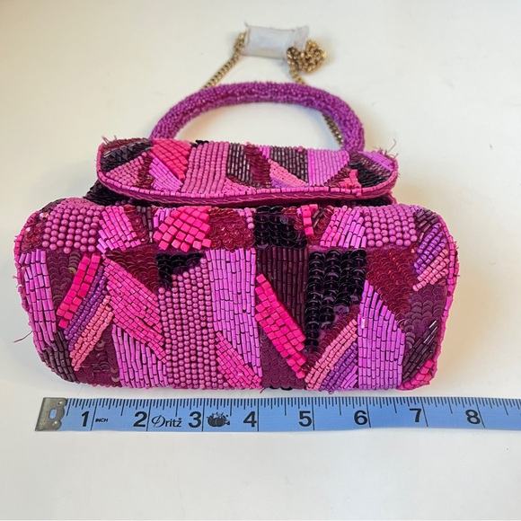 NWT Anthropologie Pink Beaded Women's Mini Handbag - Picture 7 of 7